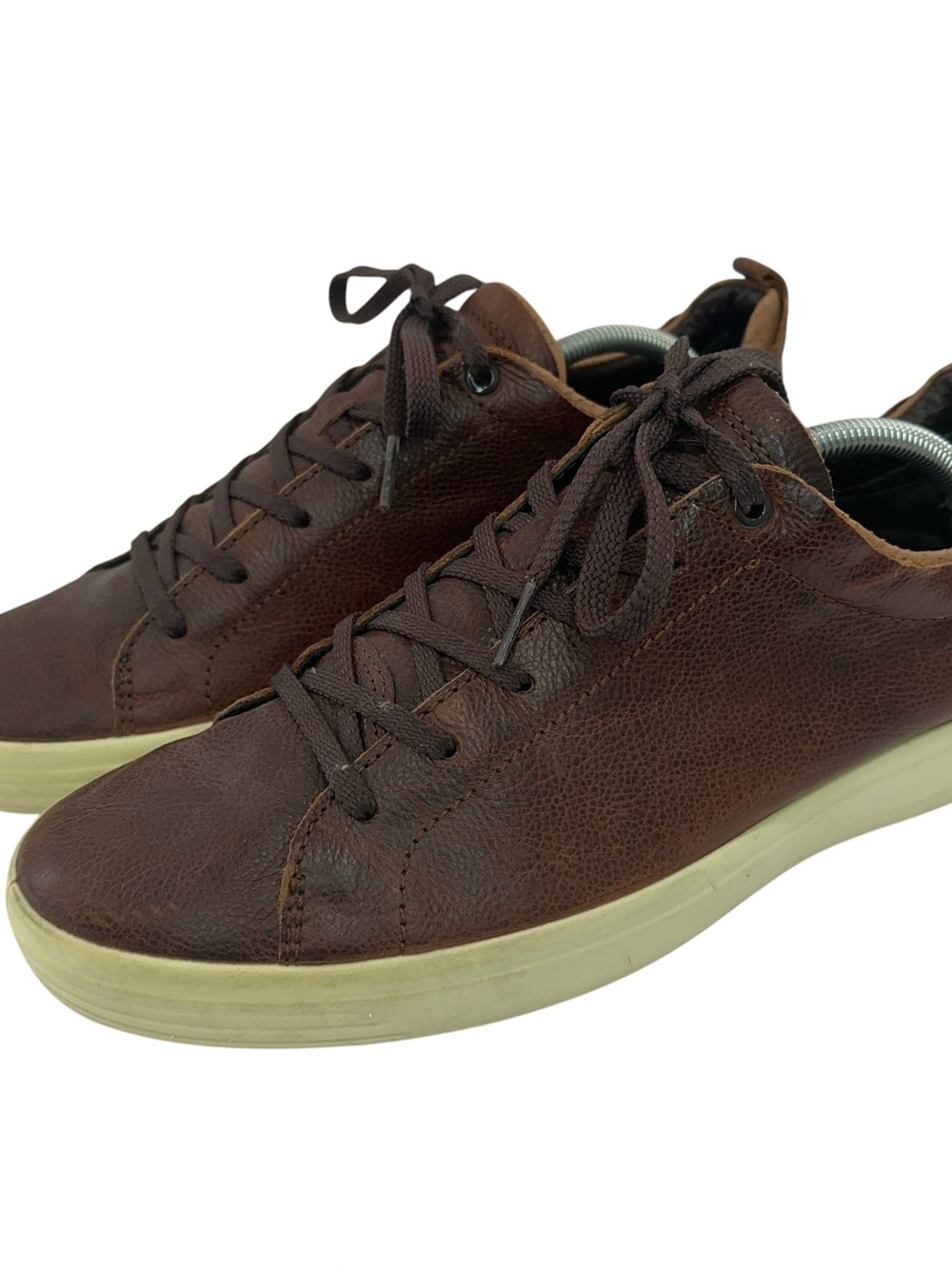 Ecco Soft 7 Leather Shoes Sneakers Mens Size EU 44 US 10-10.5 Lace Up Brown